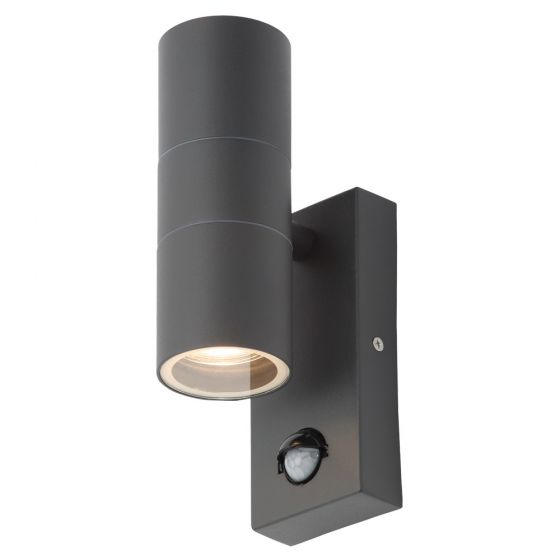 Forum Leto IP65 2lt GU10 Wall Light w OR PIR Anthracite